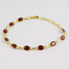 Good Looking Garnet Brass Bracelet Z - BZB999 18K Gold Plated Cut Oval Shape 5x3mm Bezel Setting Brass Bracelet